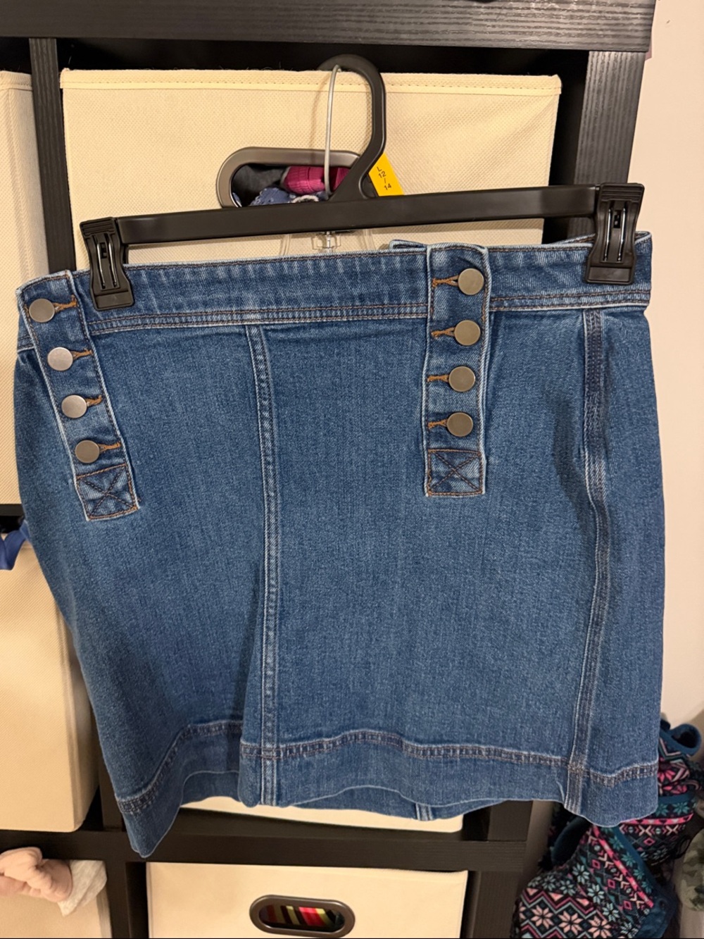 Loft Women’s Blue Denim Button-Accent Mini Skirt